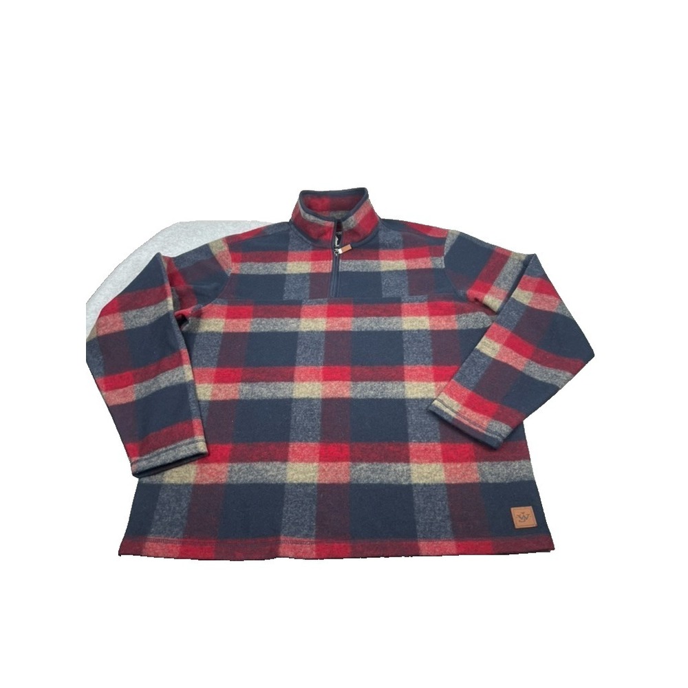 John Wayne Men Sz LARGE Plaid Pullover Shirt Flannel 1/4 Zip Stock & Supply